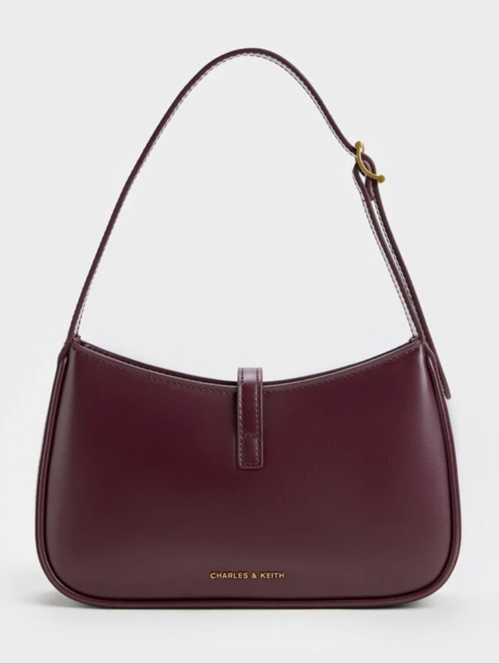 Charles & Keith Cesia Metallic Accent Shoulder Bag NWT Wineberry Red